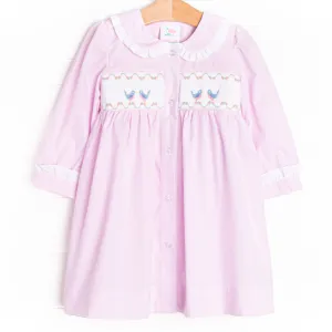 Birdie Besties Smocked Dress, Pink