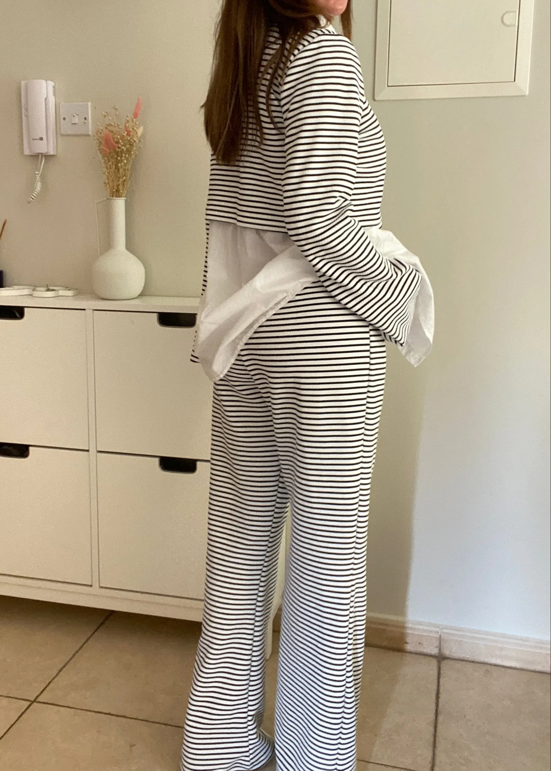 Black & White Stripe Loose Fit Trouser Co-Ord