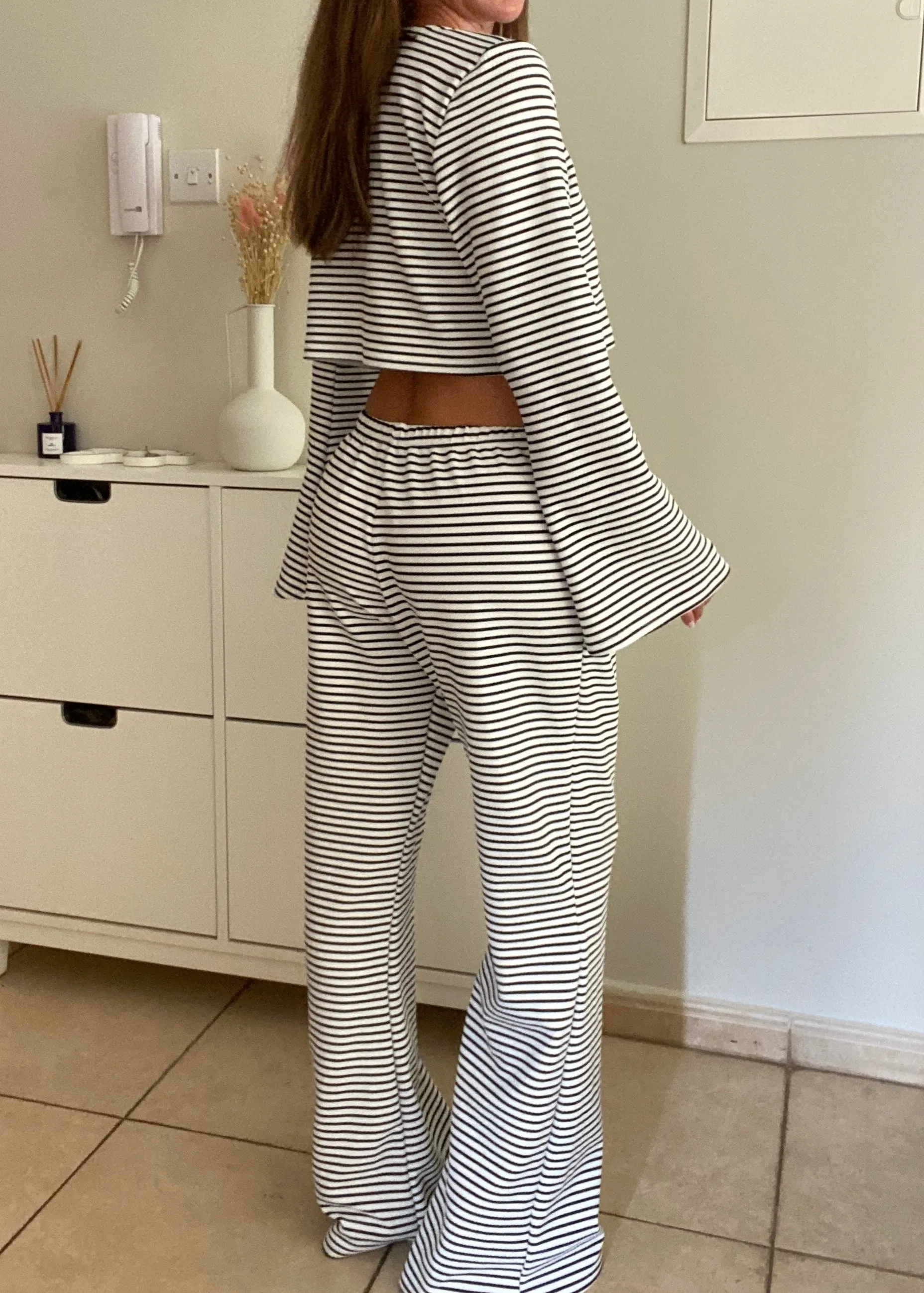 Black & White Stripe Loose Fit Trouser Co-Ord