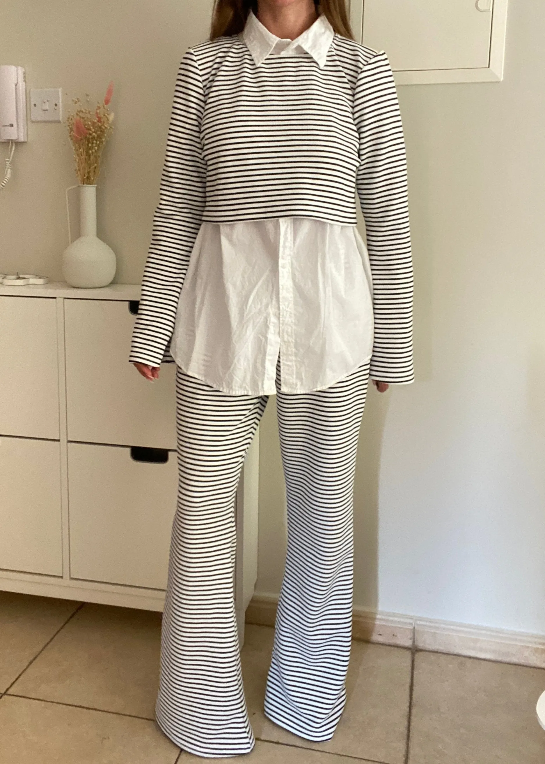 Black & White Stripe Loose Fit Trouser Co-Ord