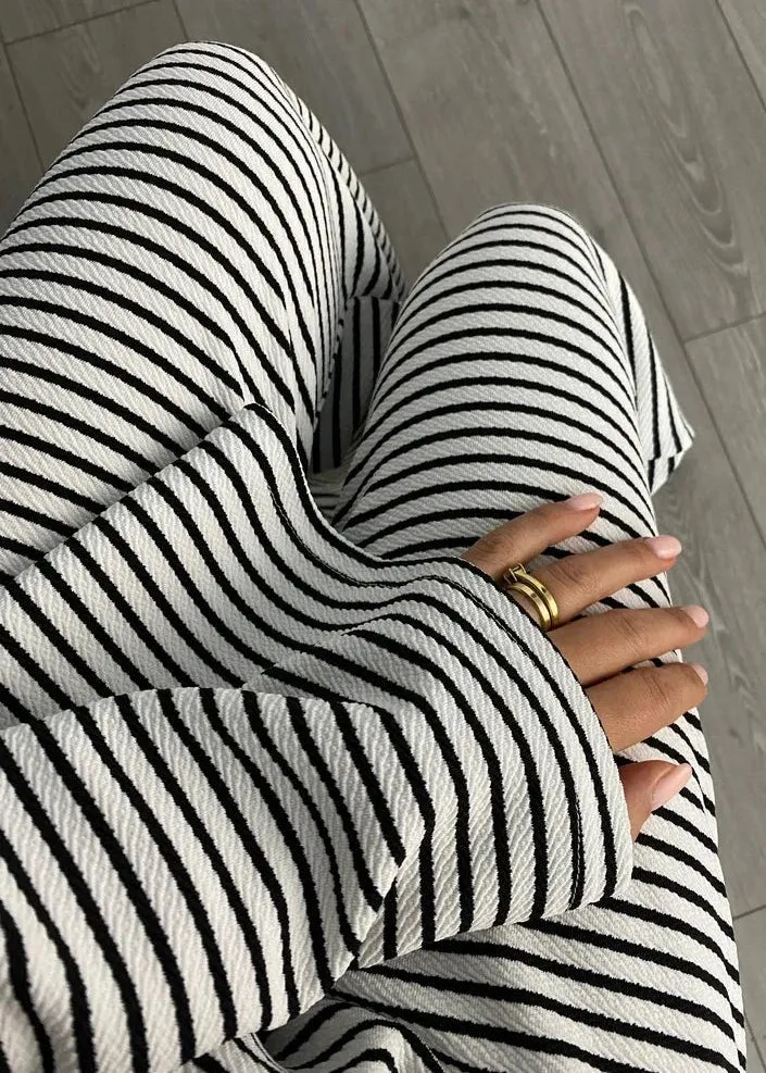 Black & White Stripe Loose Fit Trouser Co-Ord