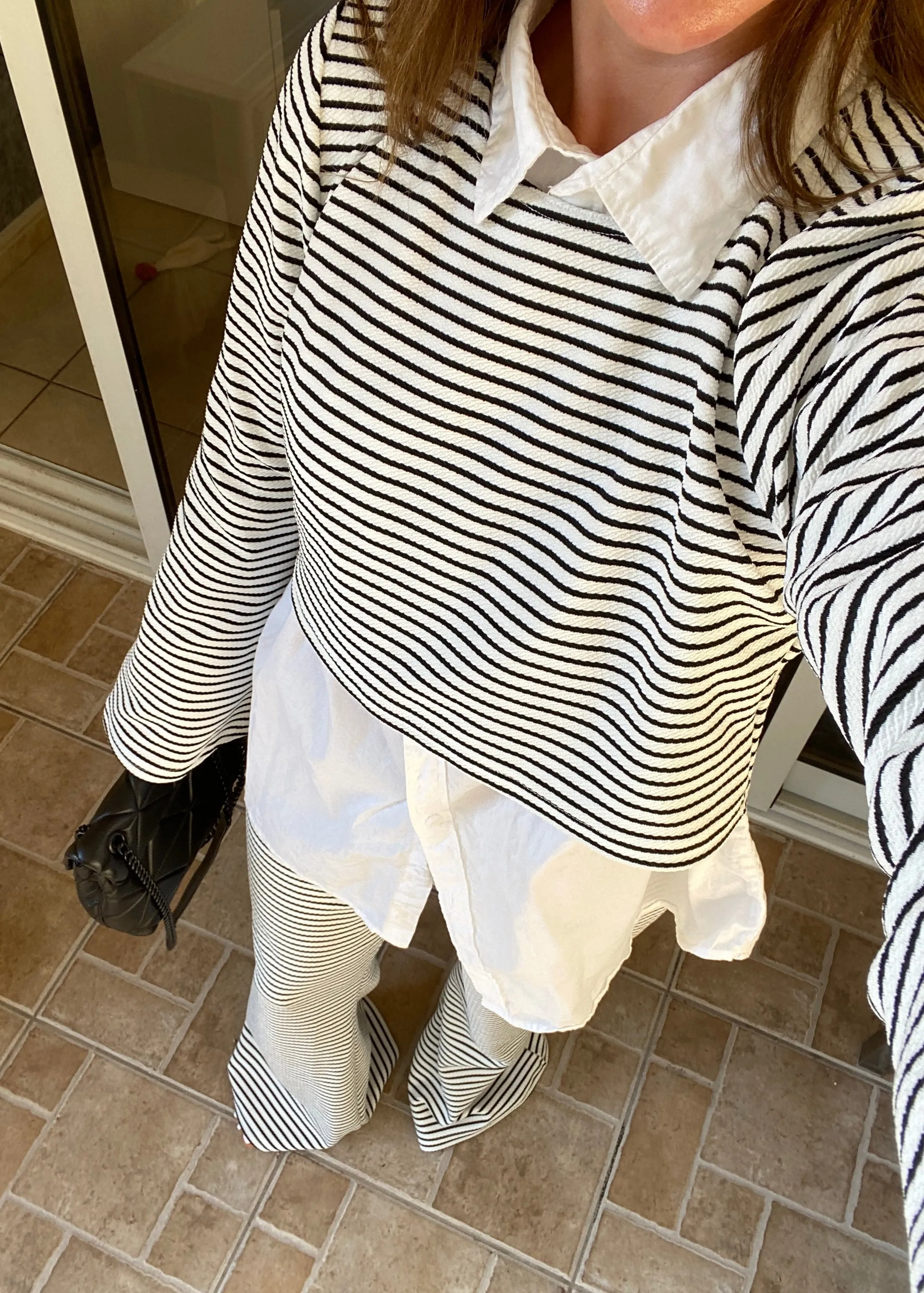 Black & White Stripe Loose Fit Trouser Co-Ord