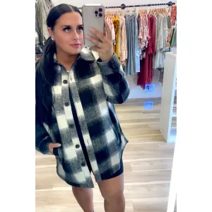 black   ivory plaid shacket