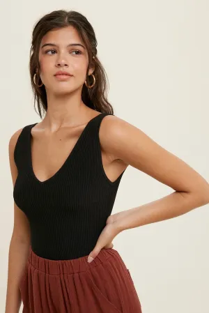 Black Ribbed Knit Tank