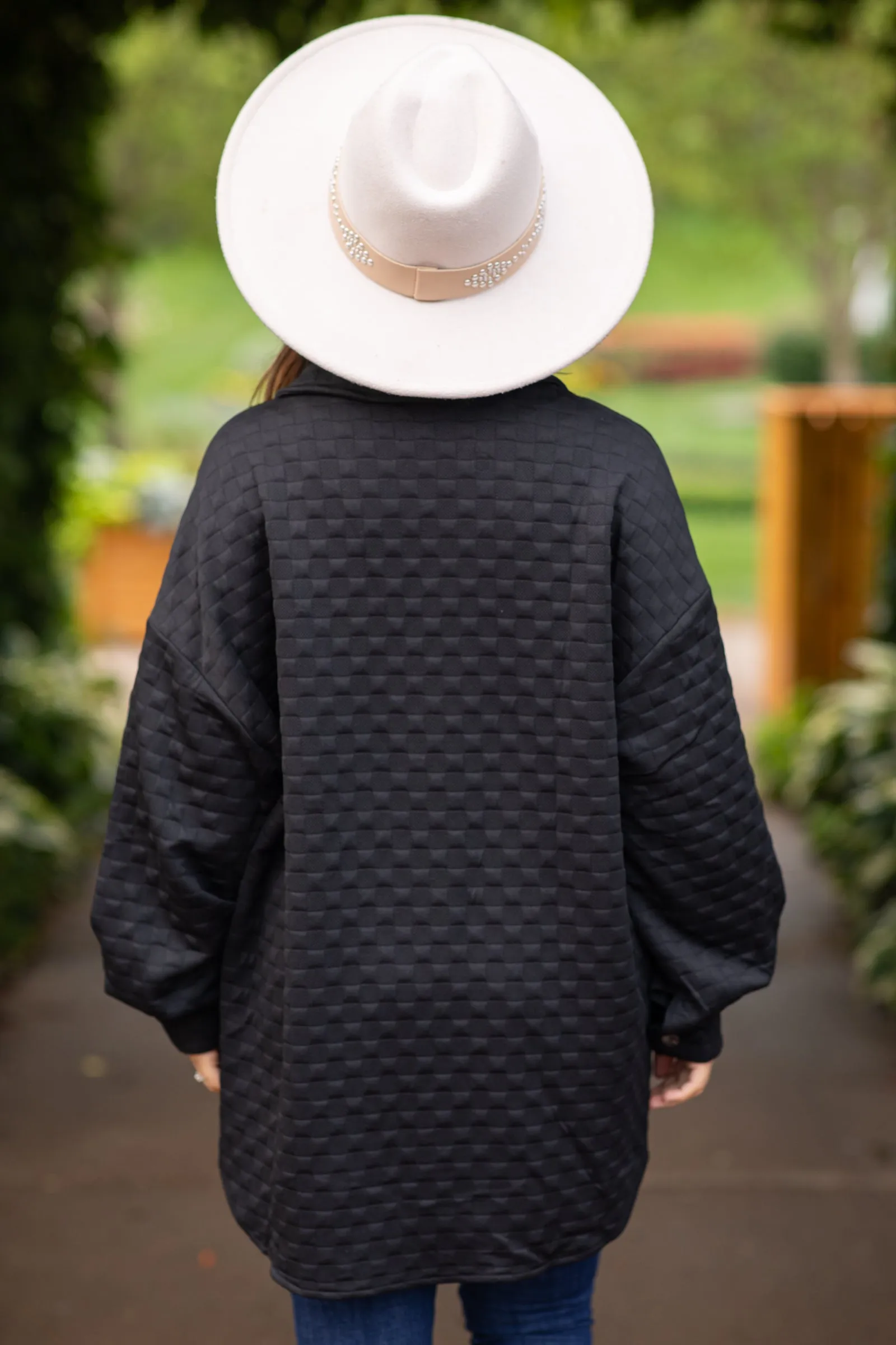 Black Textured Knit Shacket