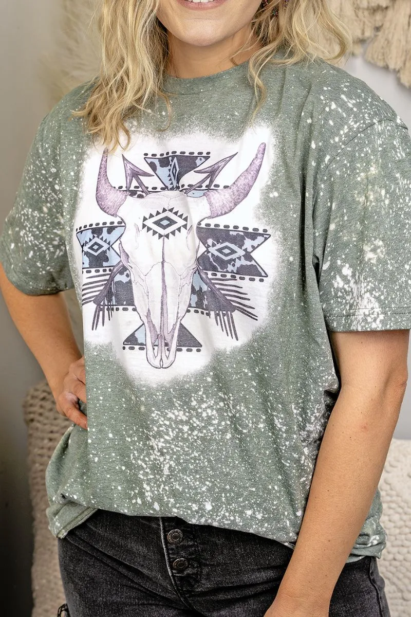 Bleached Stampede Skull Softstyle Adult T-Shirt