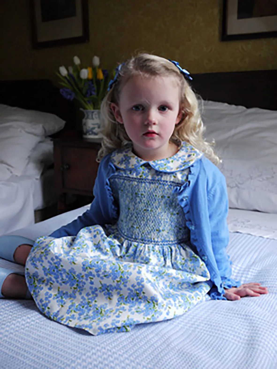 Blue Forget-Me-Not Smocked Dress