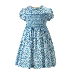 Blue Forget-Me-Not Smocked Dress