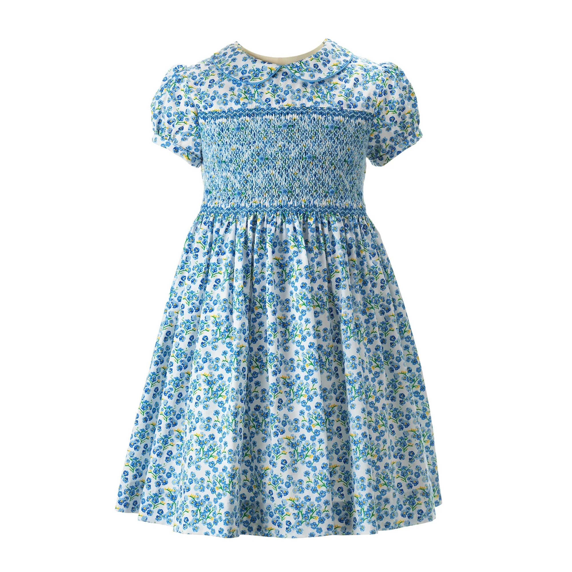 Blue Forget-Me-Not Smocked Dress