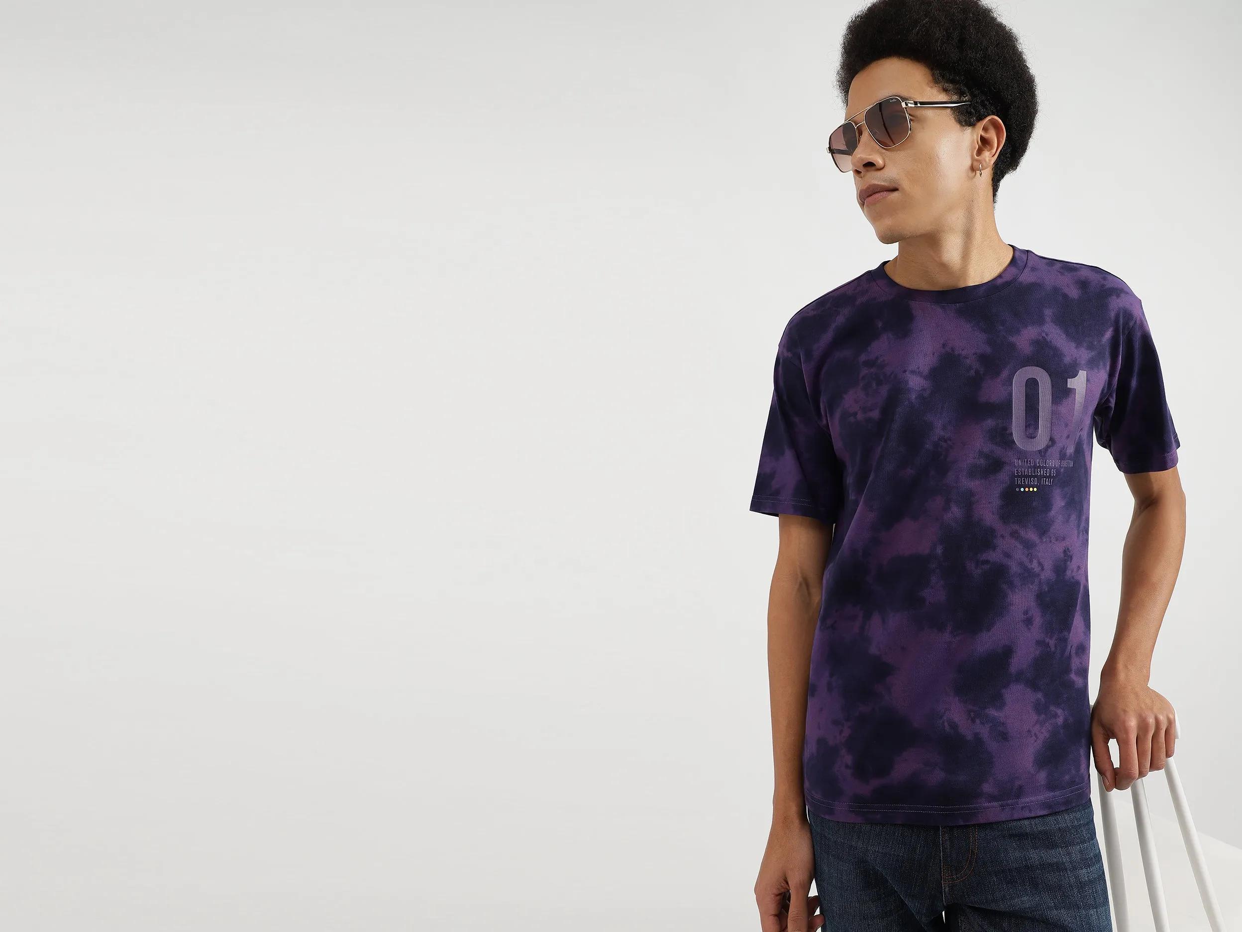 Boxy Fit Round Neck Tie & Dye T-Shirts