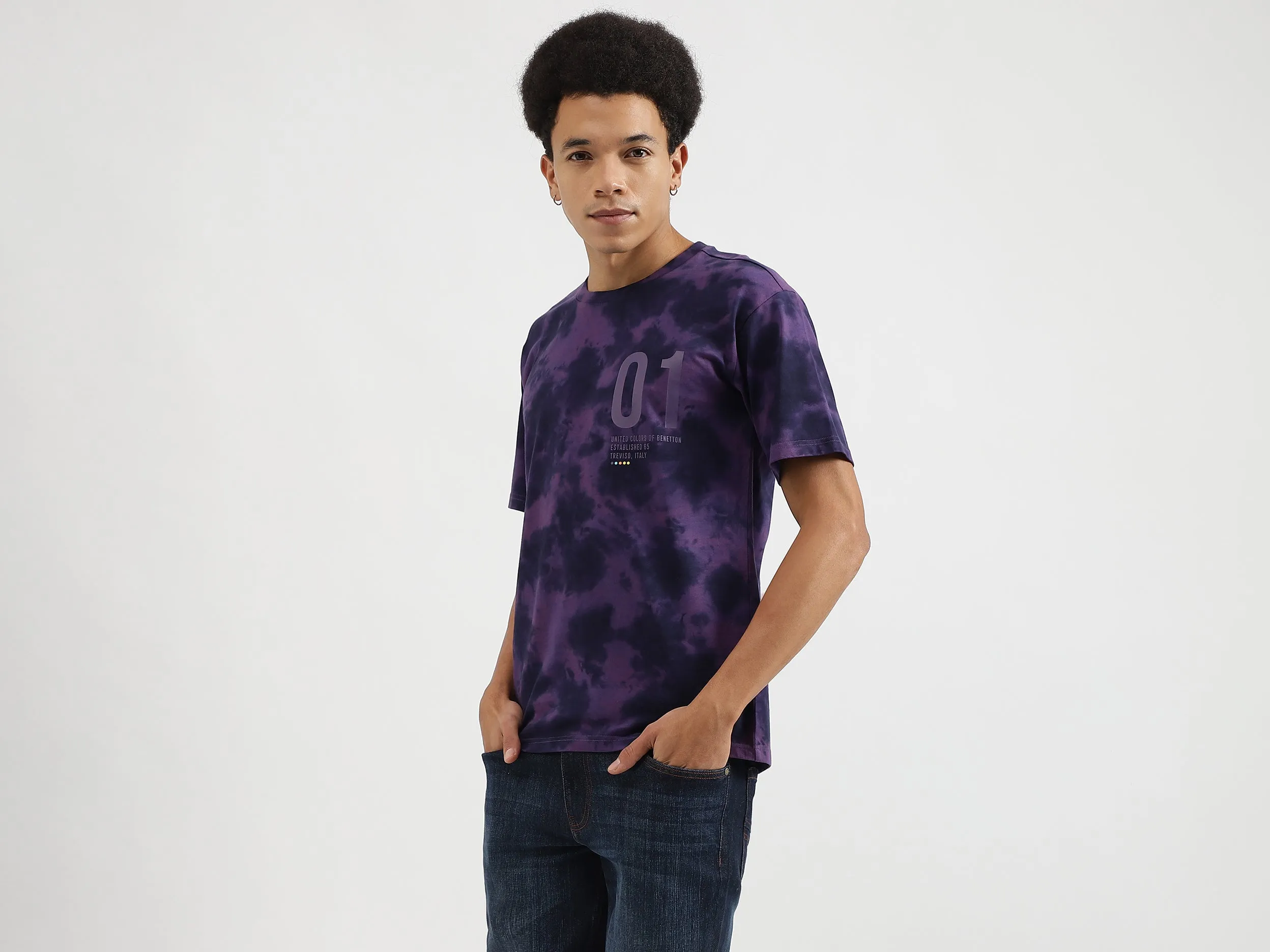 Boxy Fit Round Neck Tie & Dye T-Shirts