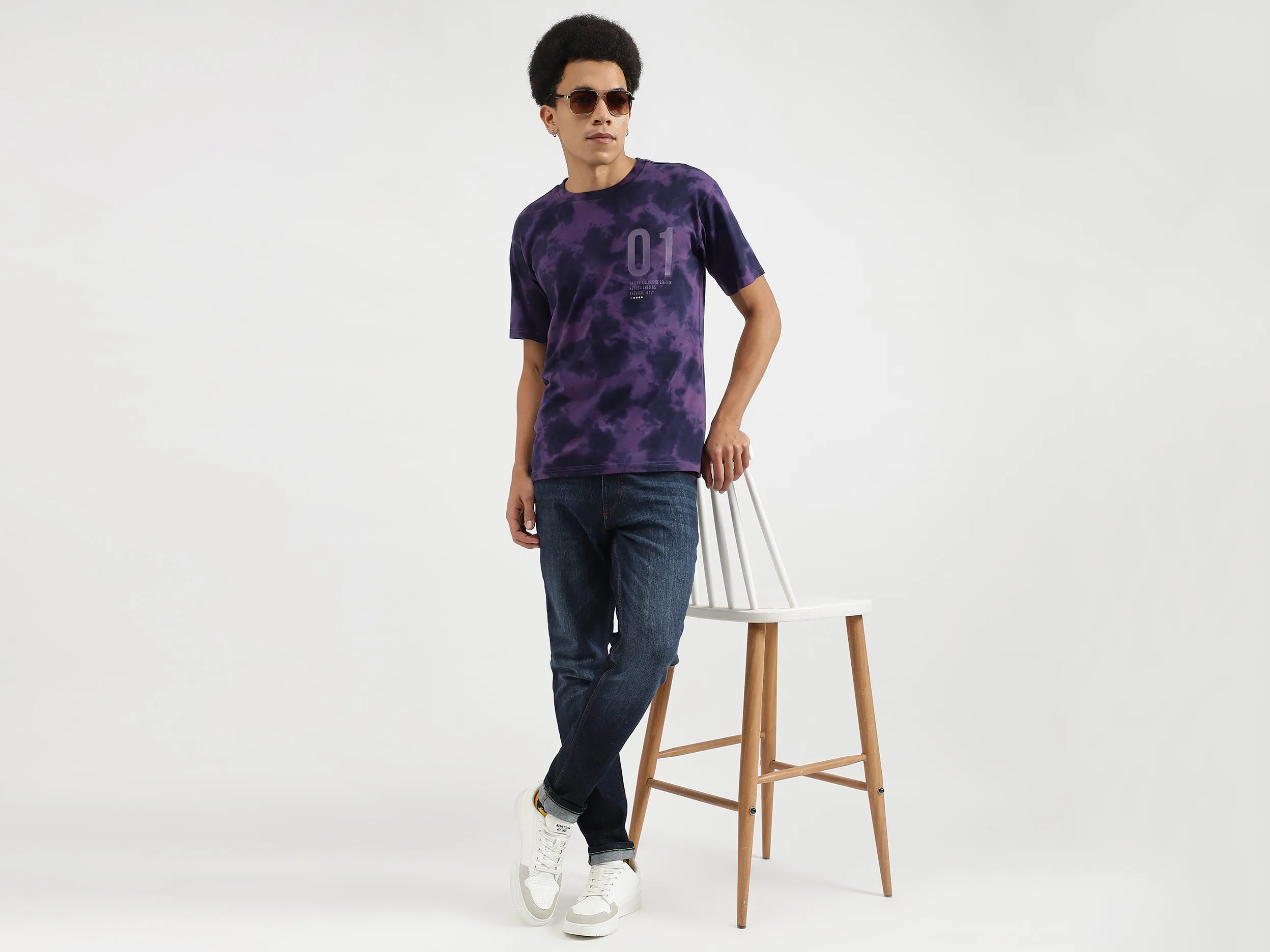 Boxy Fit Round Neck Tie & Dye T-Shirts