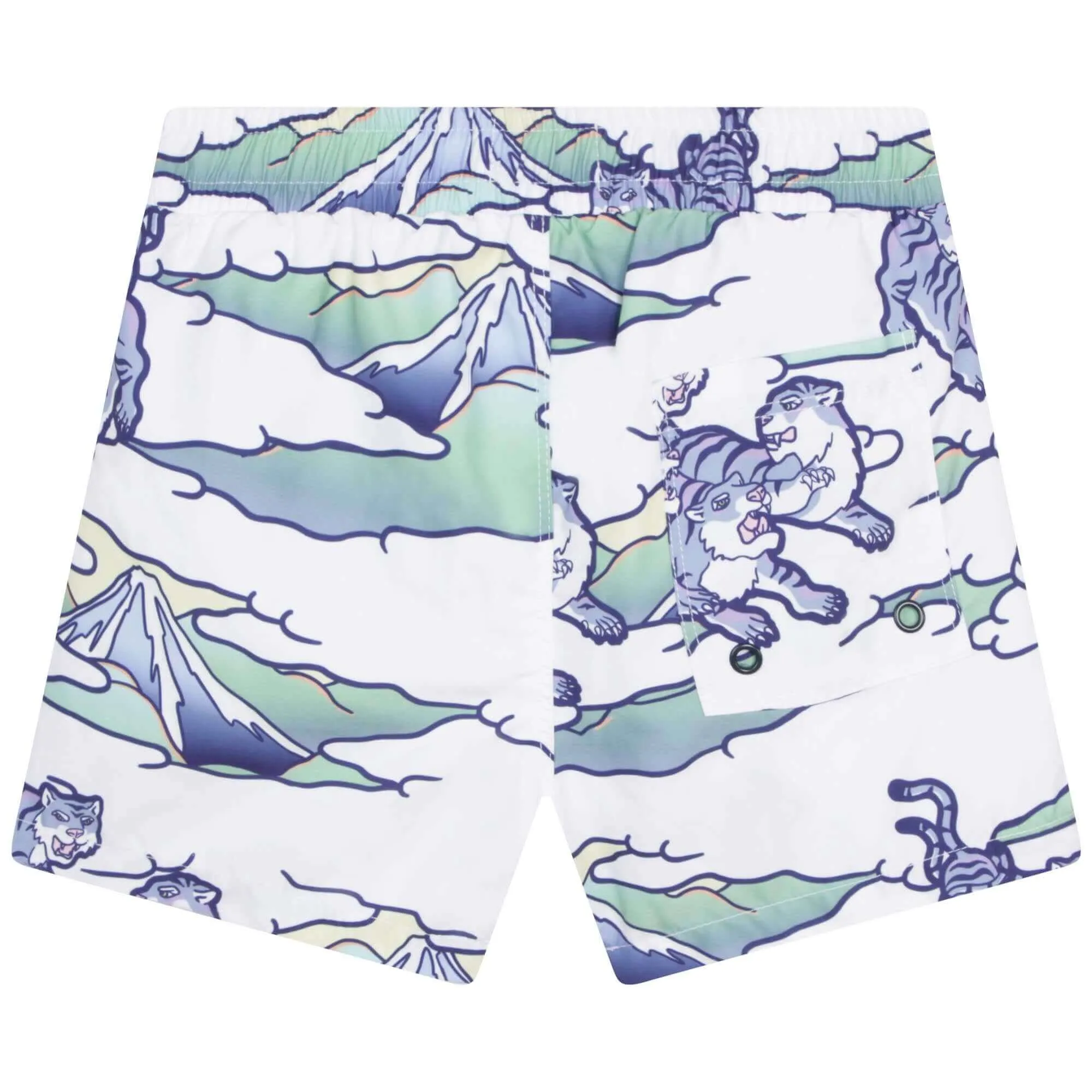 Boys Blue And White Tiger Logo Swim shorts