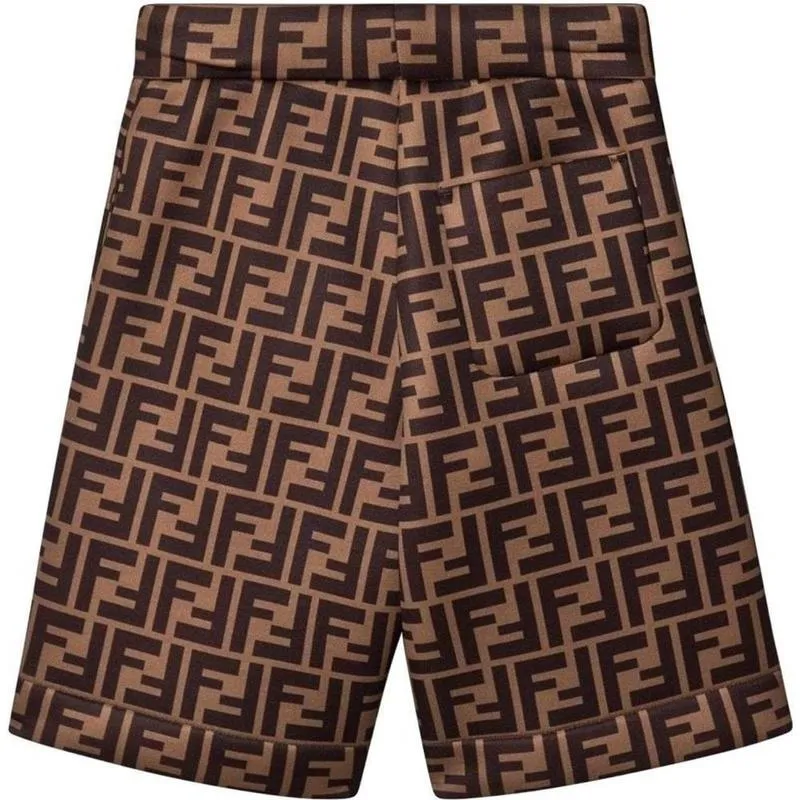Boys Brown 'FF' Logo Shorts