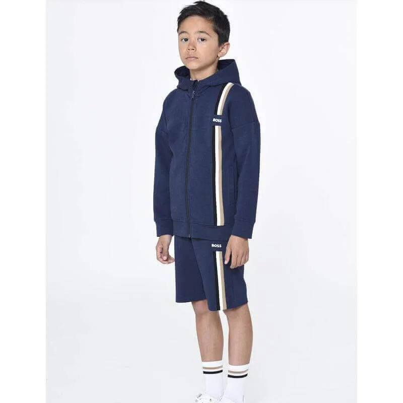 Boys Navy Striped Shorts