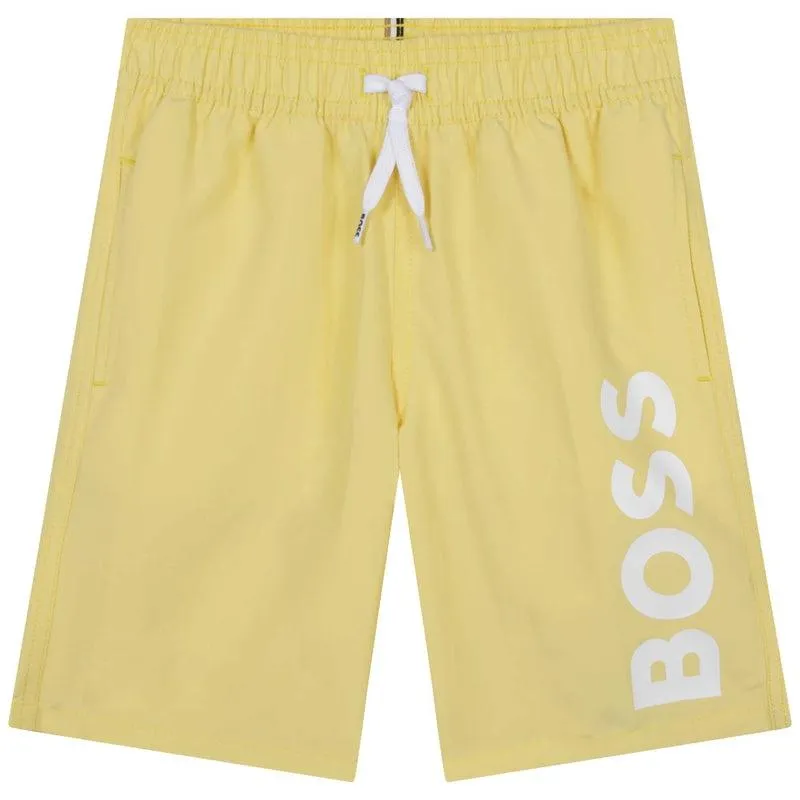 Boys Yellow Logo  Swim Shorts