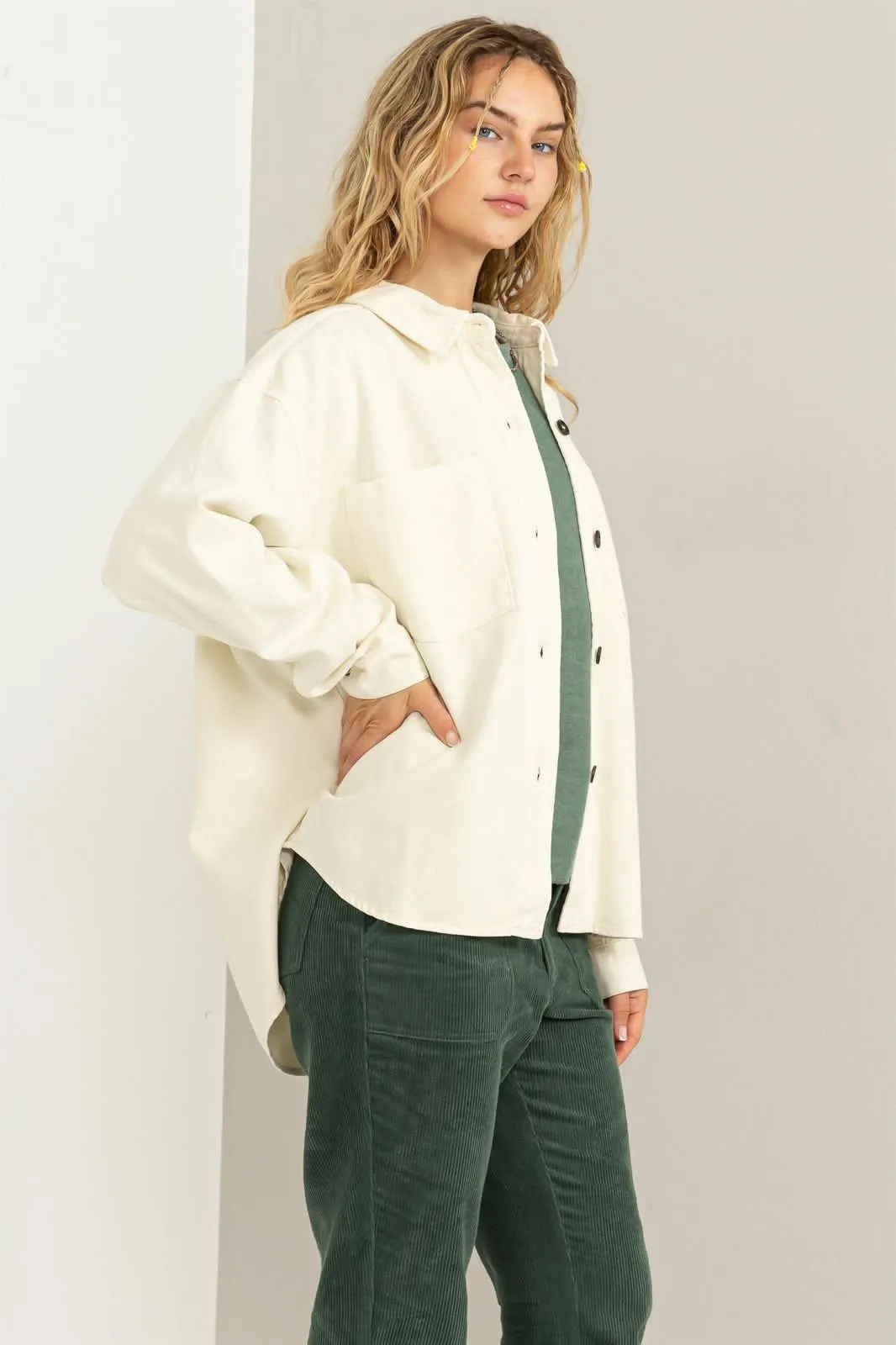 Break The Rules Shacket In Cream