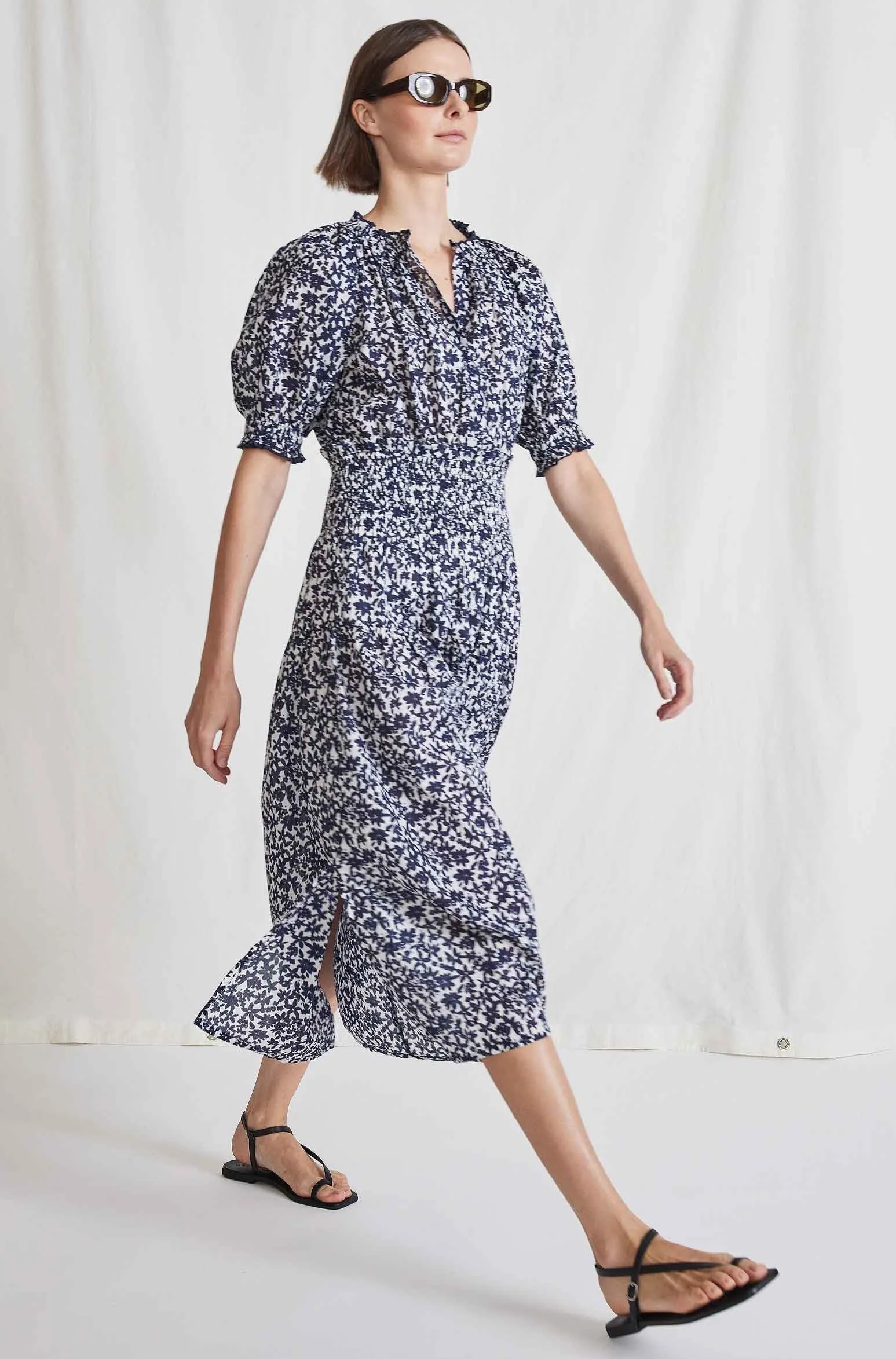 Brijette Dress,  Floral Navy