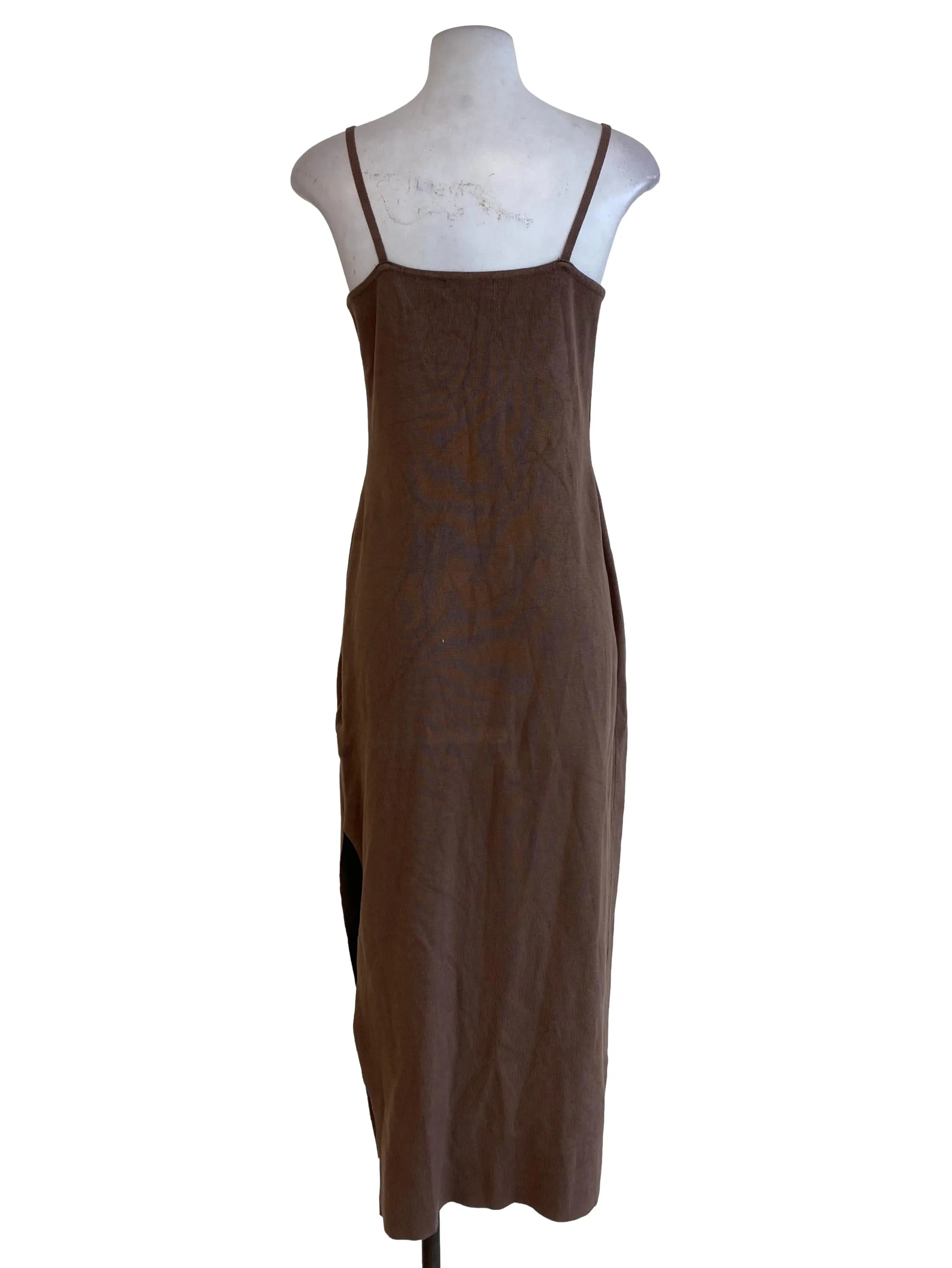 Brown Knitted Slip Dress