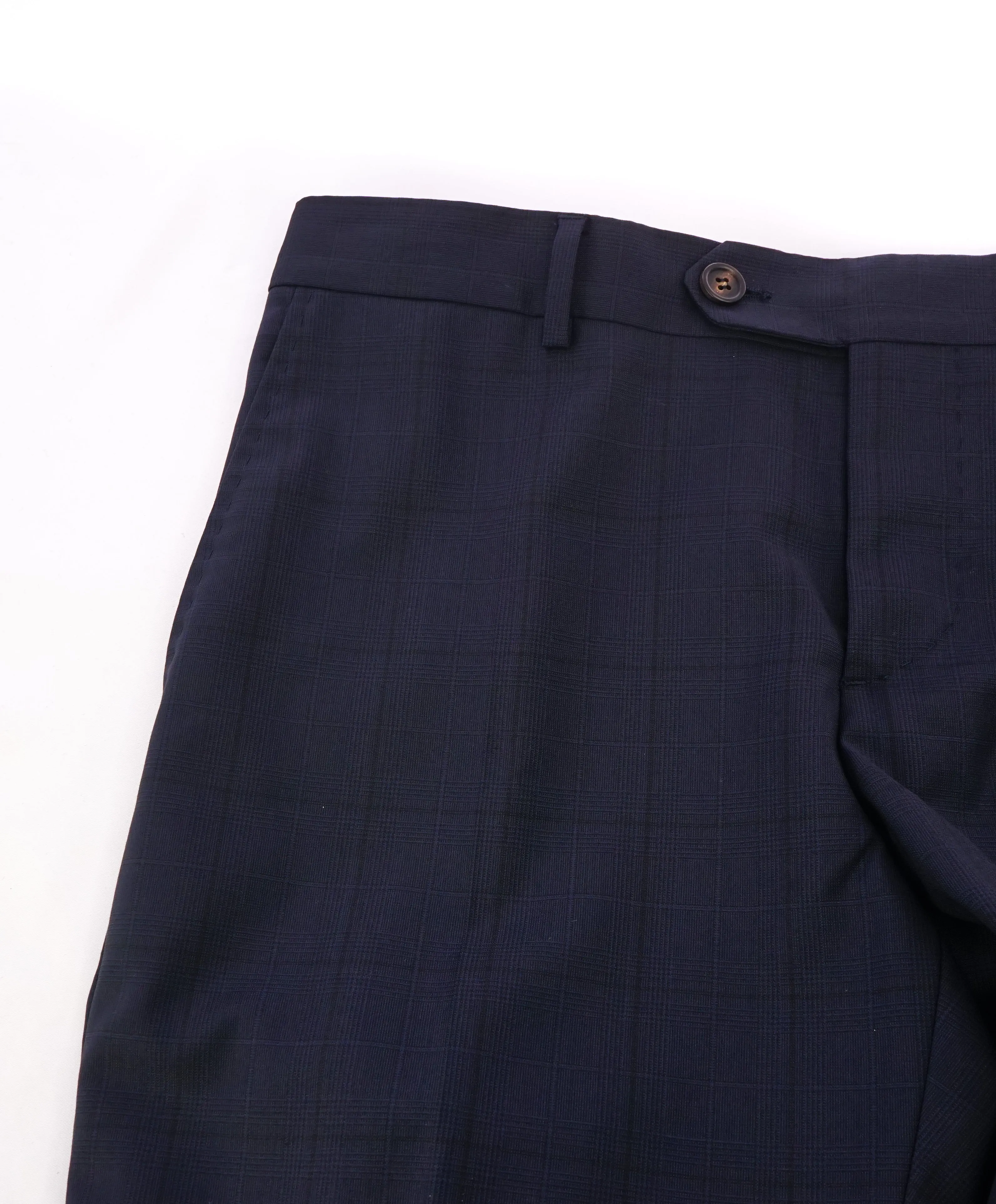 BRUNELLO CUCINELLI - Blue Windowpane Check Flat Front Pants - 34W