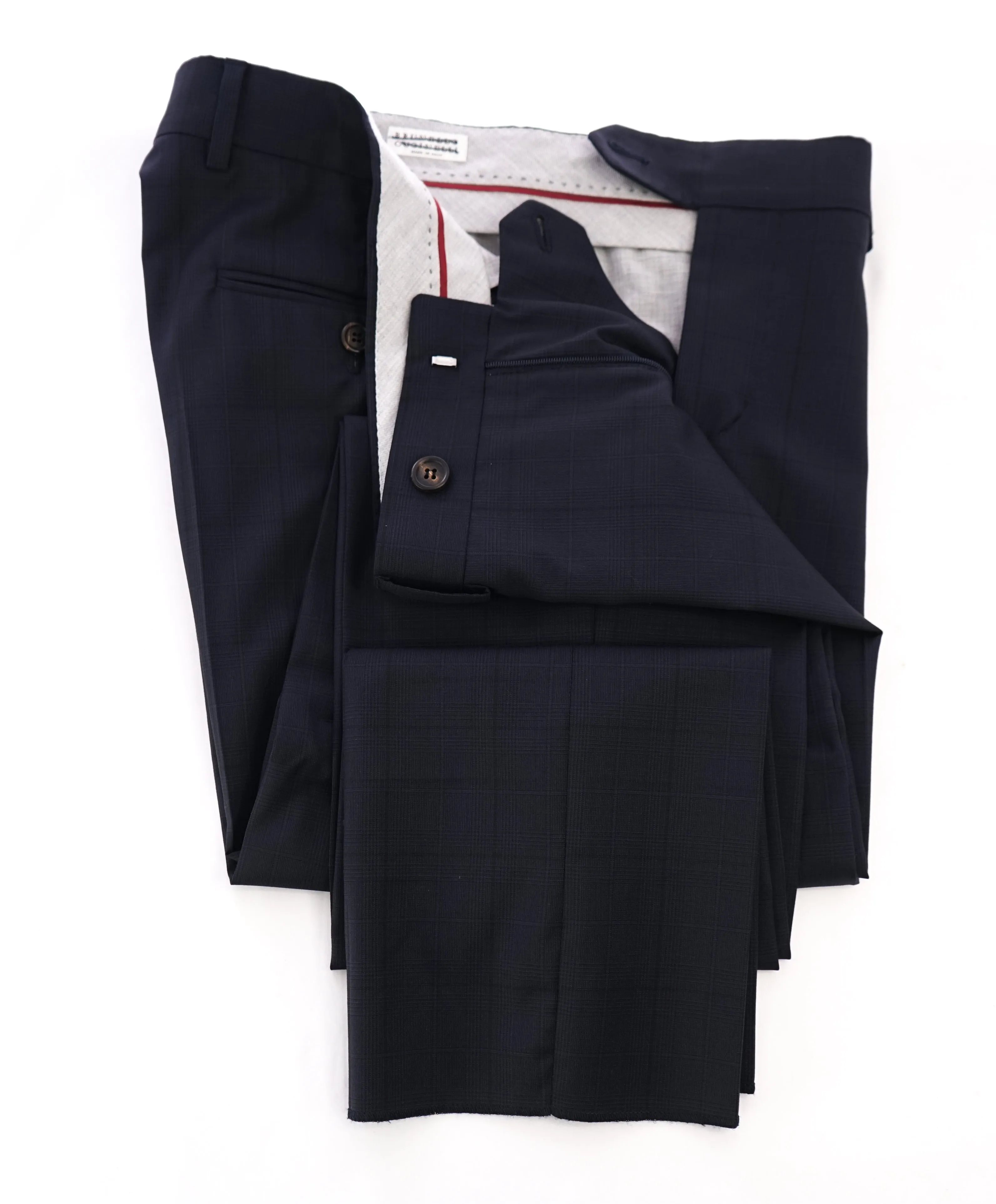 BRUNELLO CUCINELLI - Blue Windowpane Check Flat Front Pants - 34W