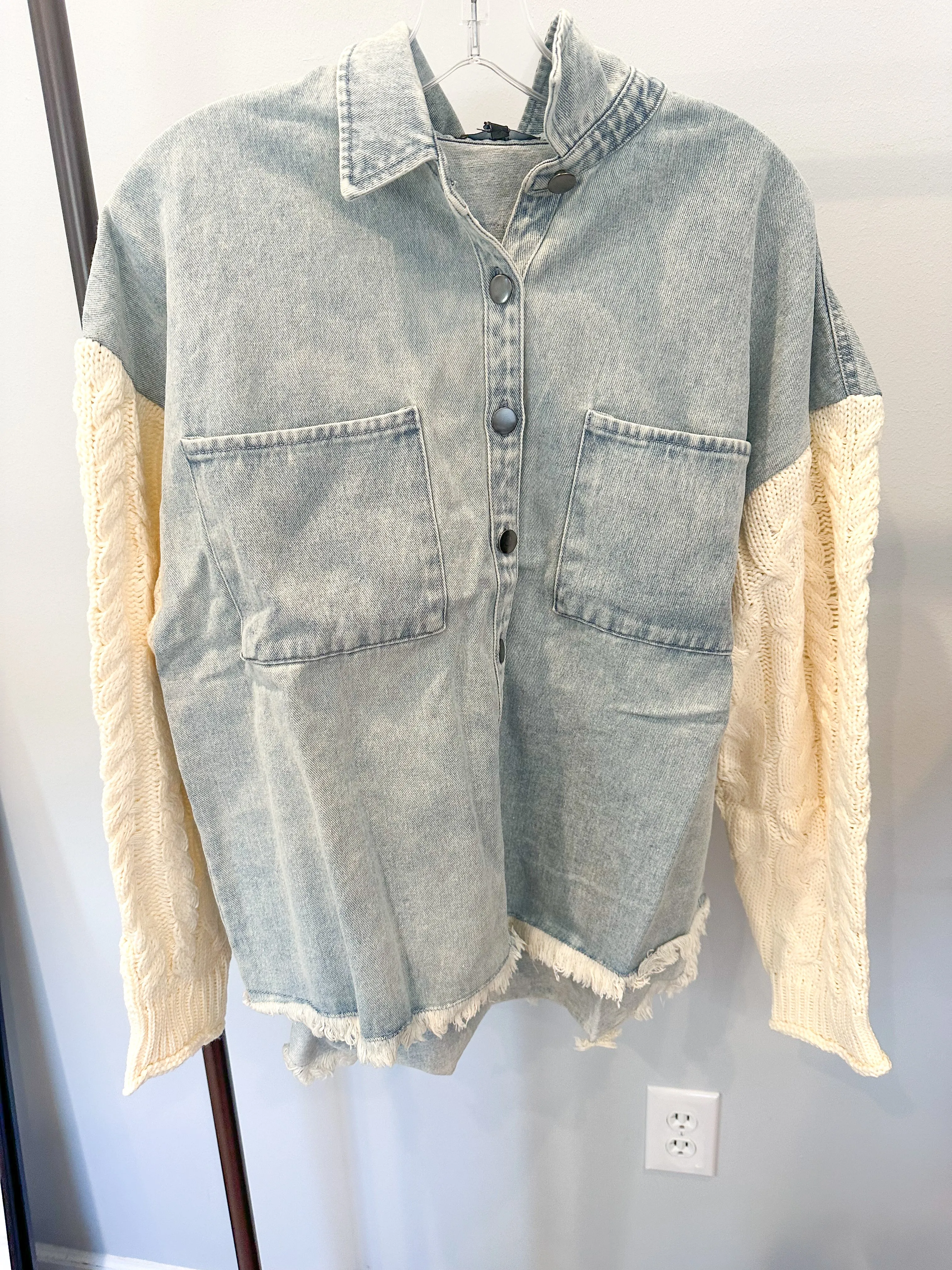 Cable Knit Denim Shacket
