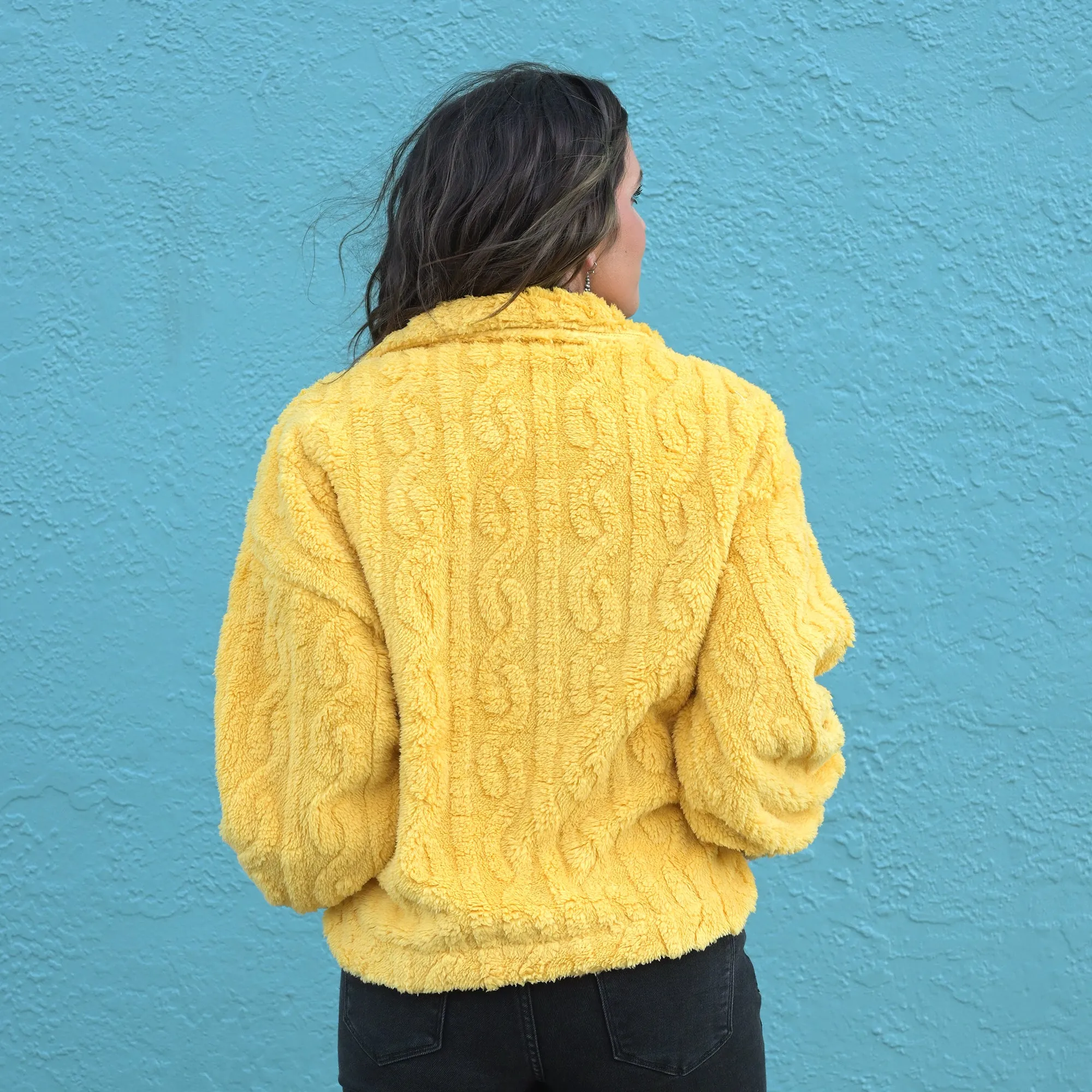 Cable Pattern Soft Fleece Fur Shacket