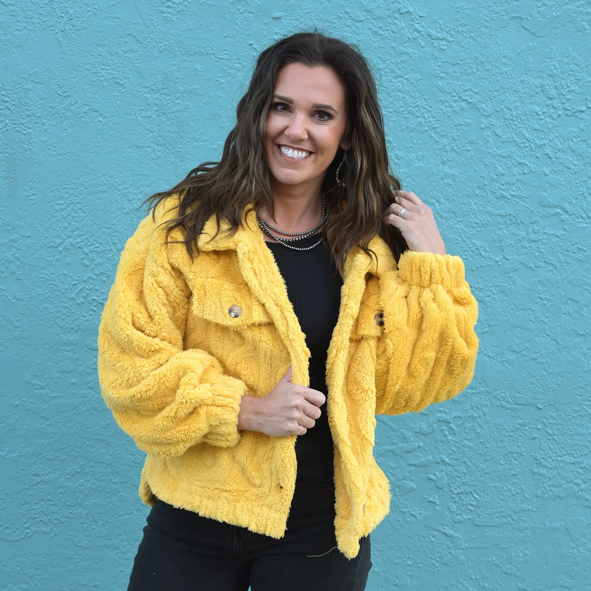 Cable Pattern Soft Fleece Fur Shacket