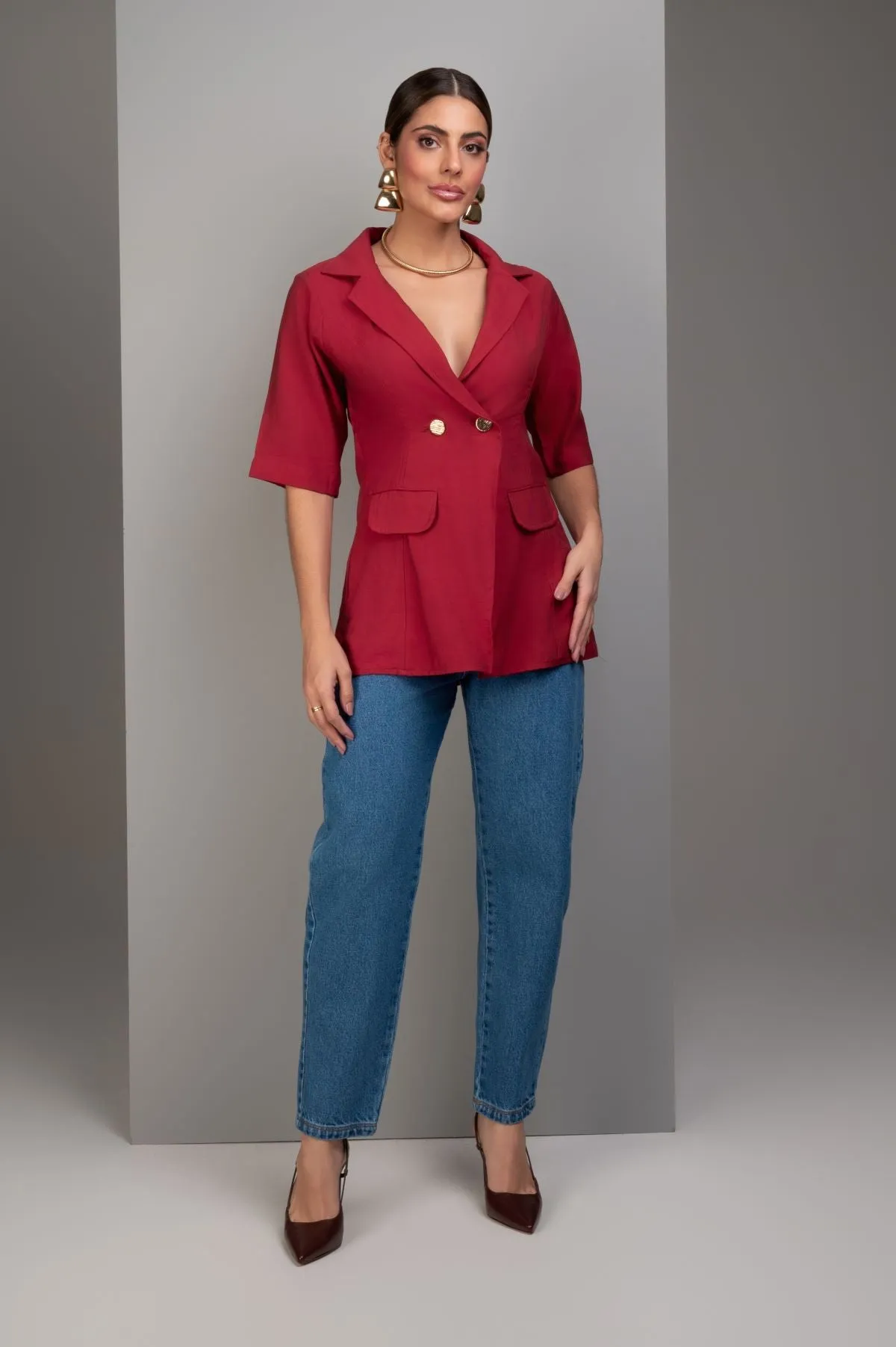 Calca Barrel Jeans Presponto Ocre Jeans Frysaide