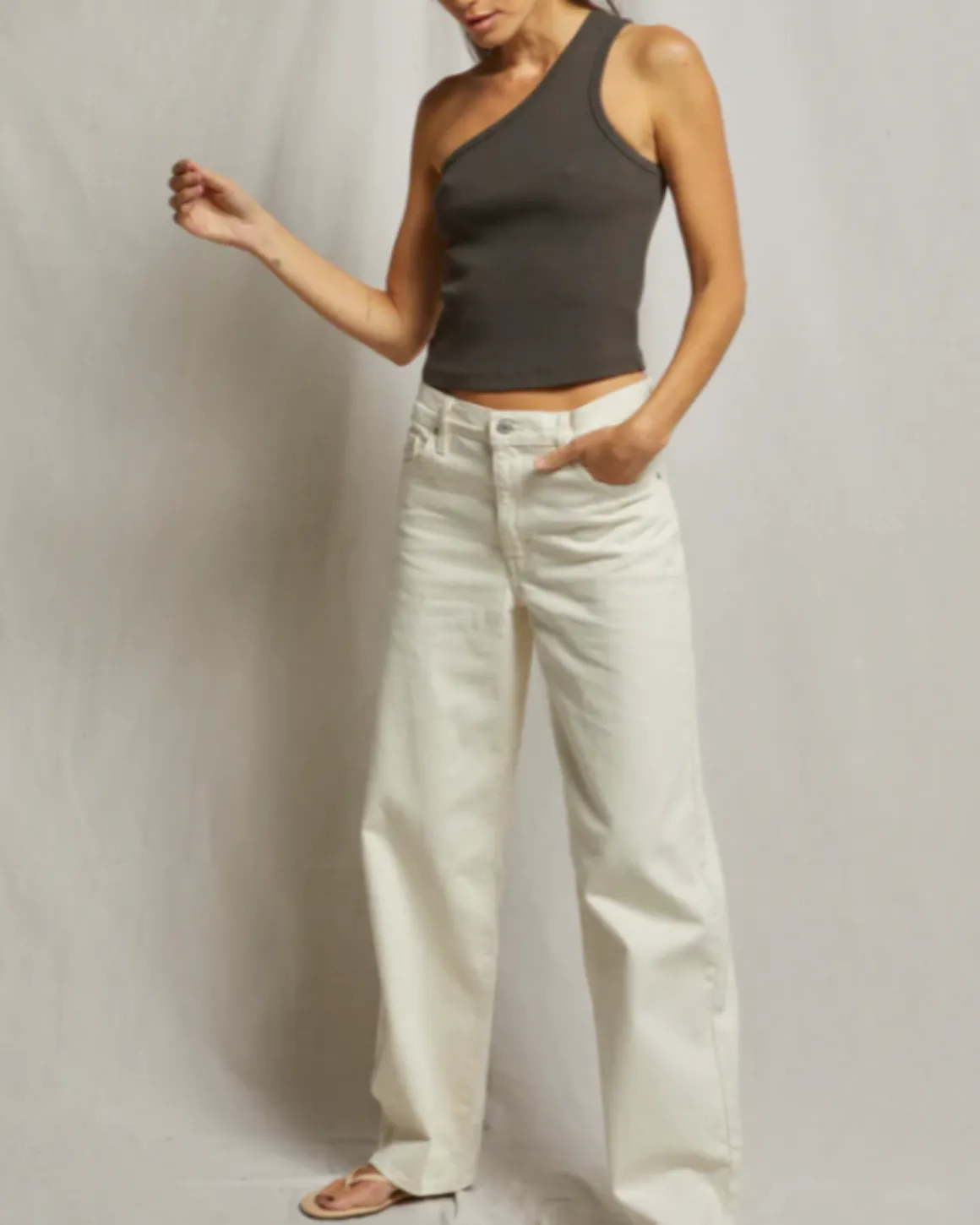 Callme - One Shoulder Rib Tank