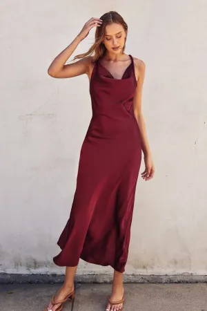 Camila Satin Twist Strap Maxi Dress