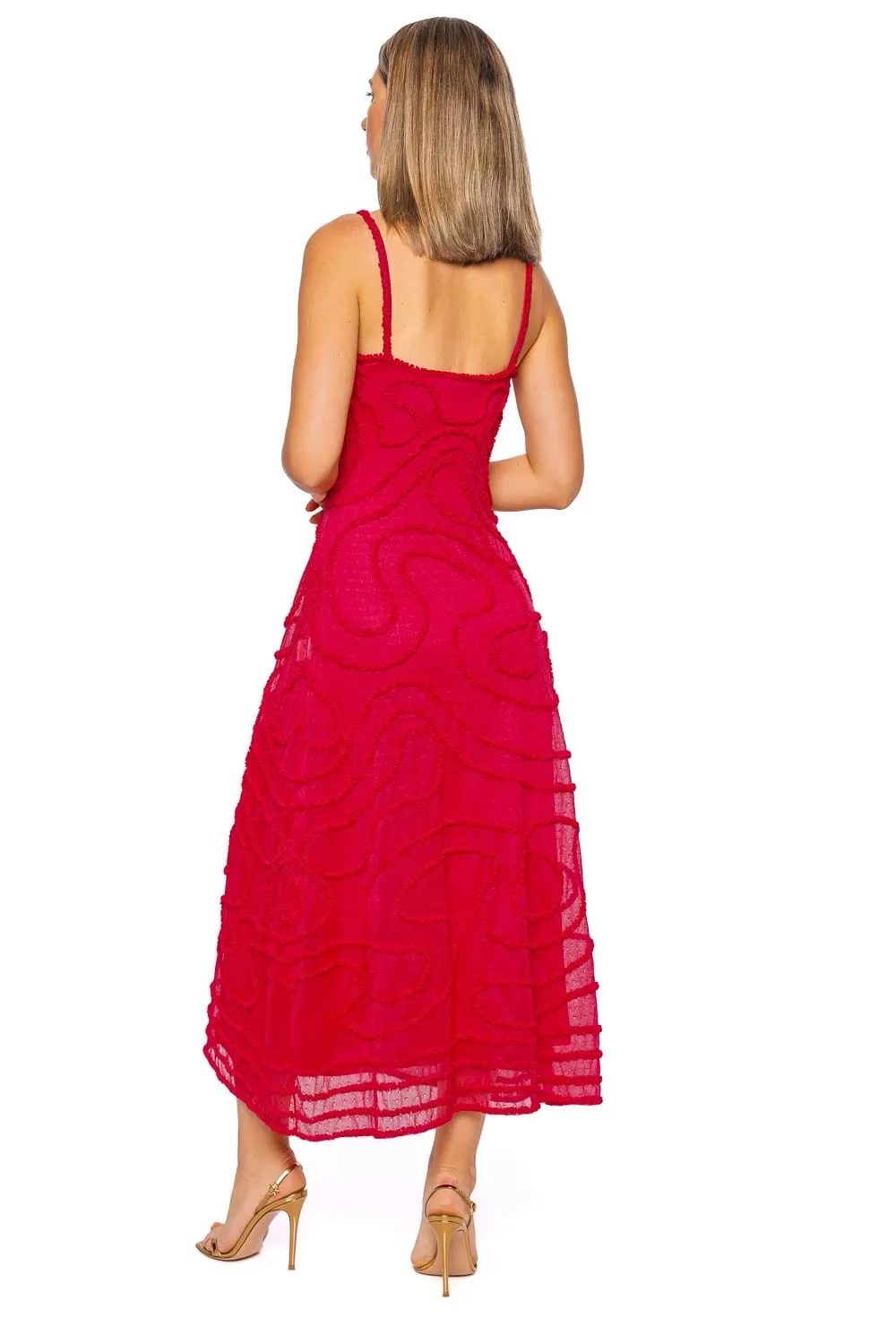 Camille Cosmos Pointelle Stitch Midi Dress