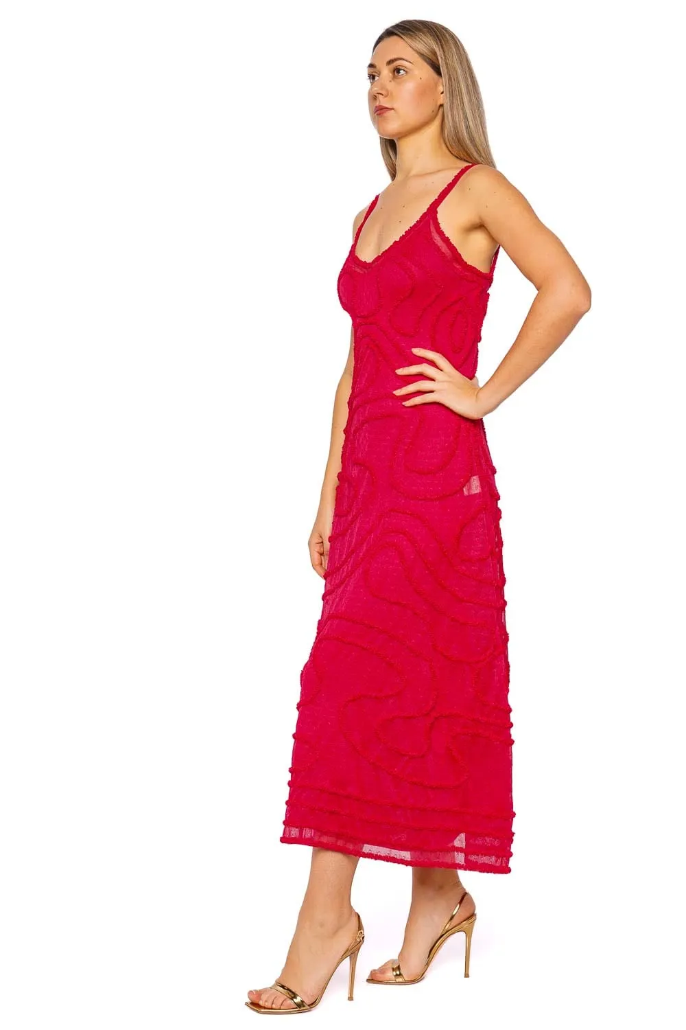 Camille Cosmos Pointelle Stitch Midi Dress