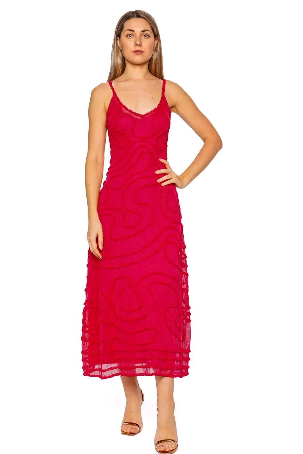 Camille Cosmos Pointelle Stitch Midi Dress
