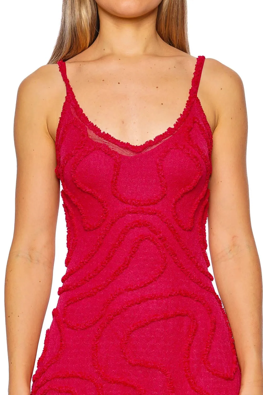 Camille Cosmos Pointelle Stitch Midi Dress