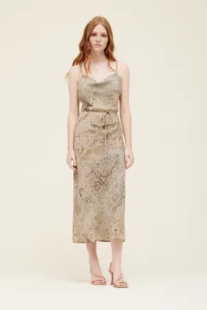 Camille Printed Cowl Neck Slip Dress - Desert Sage