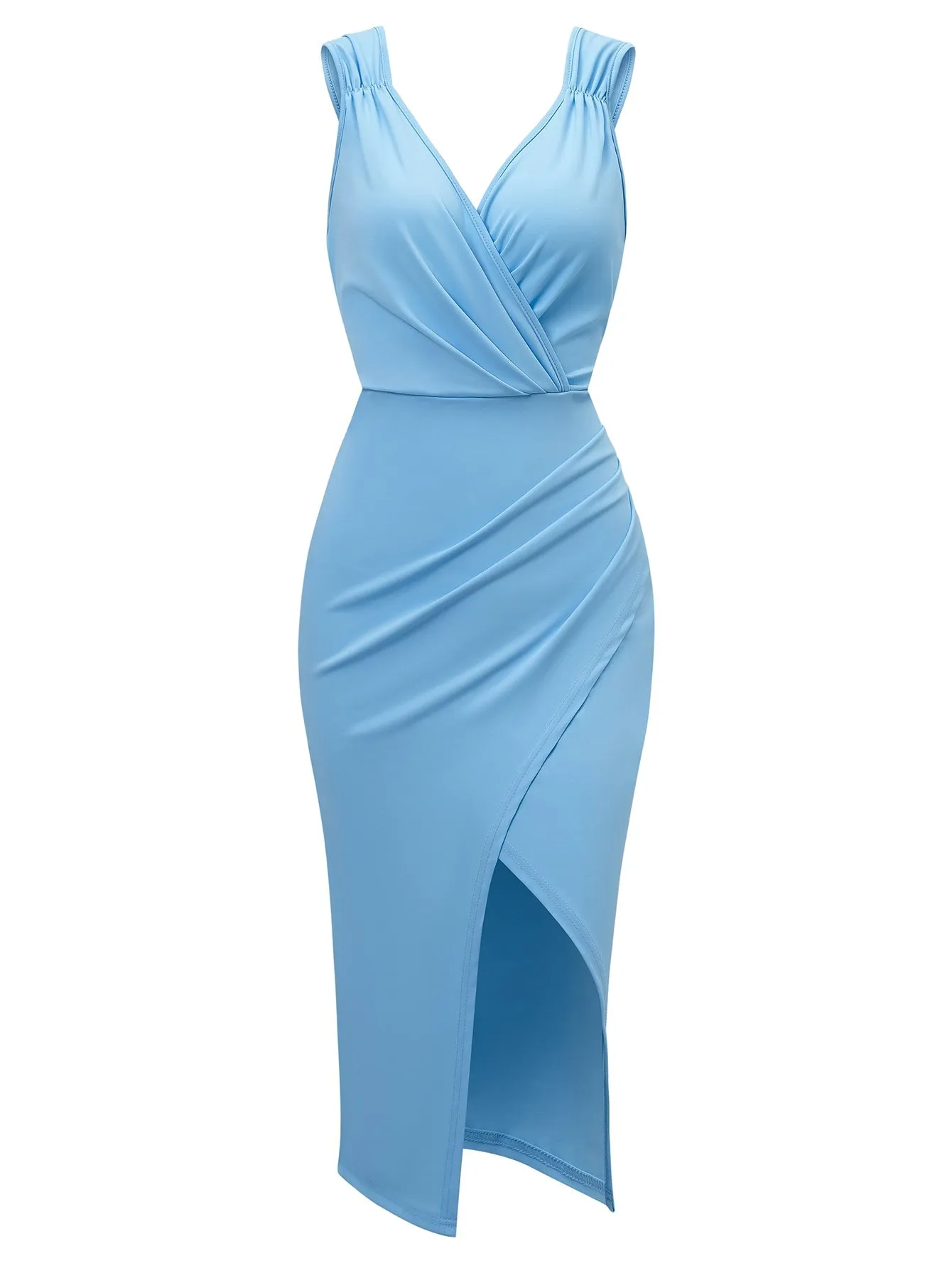Cause A Sensation Side Slit Midi Dress - Blue