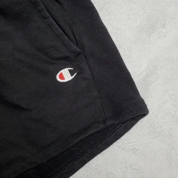 Champion Black High Rise Reverse Weave Ribbed Sweat Shorts