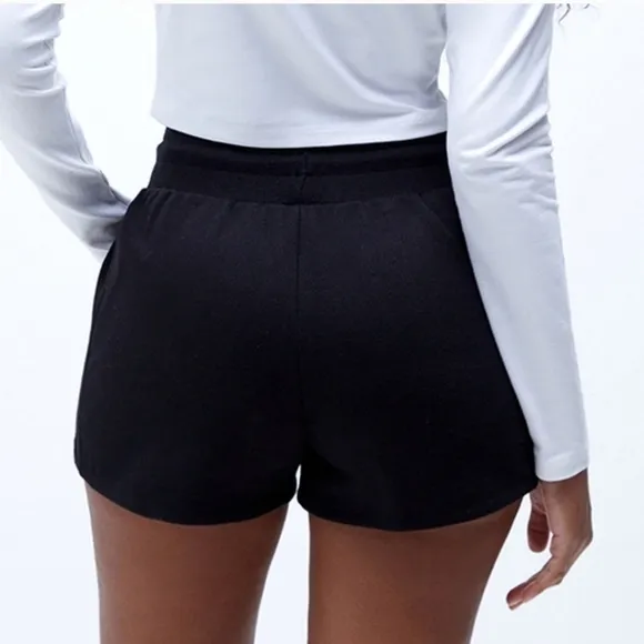 Champion Black High Rise Reverse Weave Ribbed Sweat Shorts