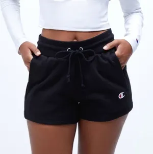 Champion Black High Rise Reverse Weave Ribbed Sweat Shorts