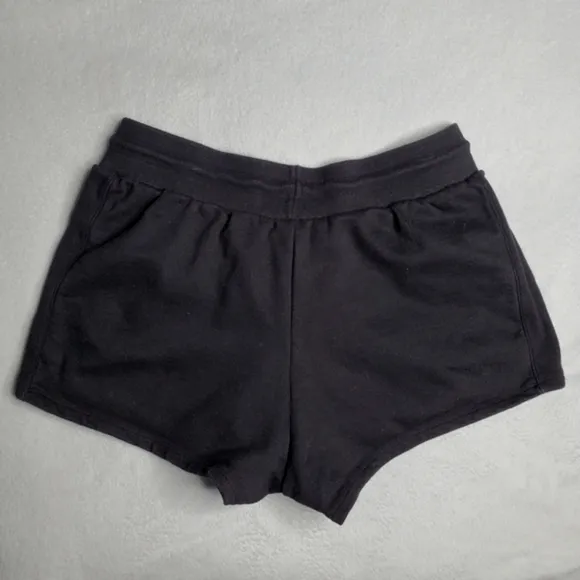 Champion Black High Rise Reverse Weave Ribbed Sweat Shorts