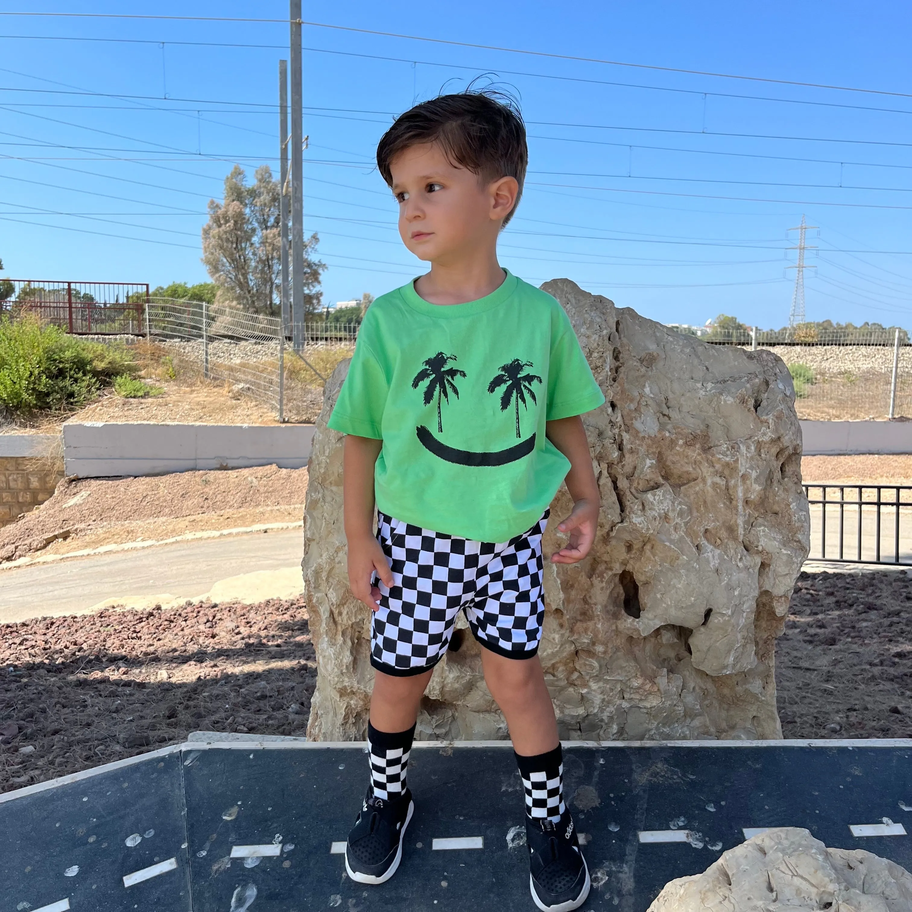 Checkered Drawstring Shorts