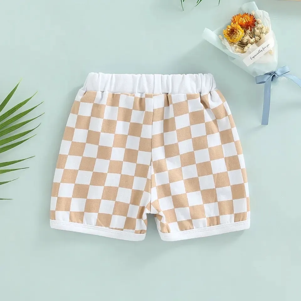 Checkered Drawstring Shorts