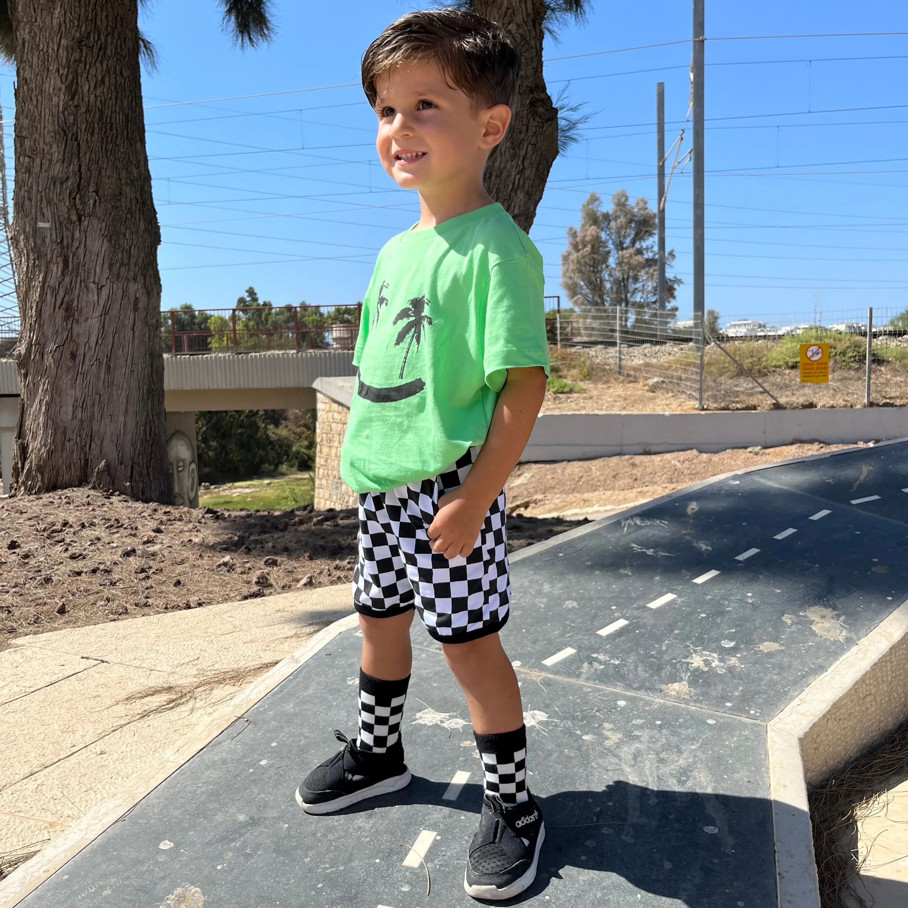 Checkered Drawstring Shorts