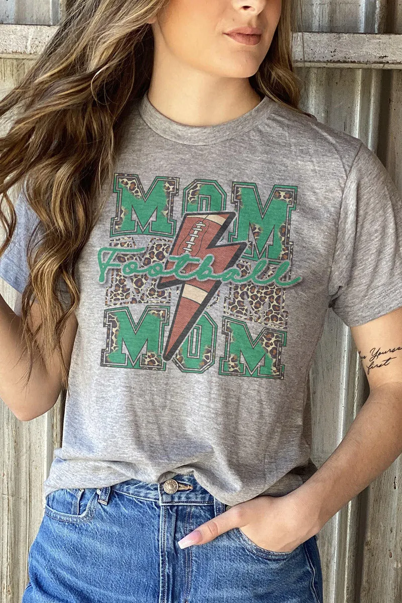 Cheetah Stacked Football Mom Green Unisex Poly-Rich Blend Tee