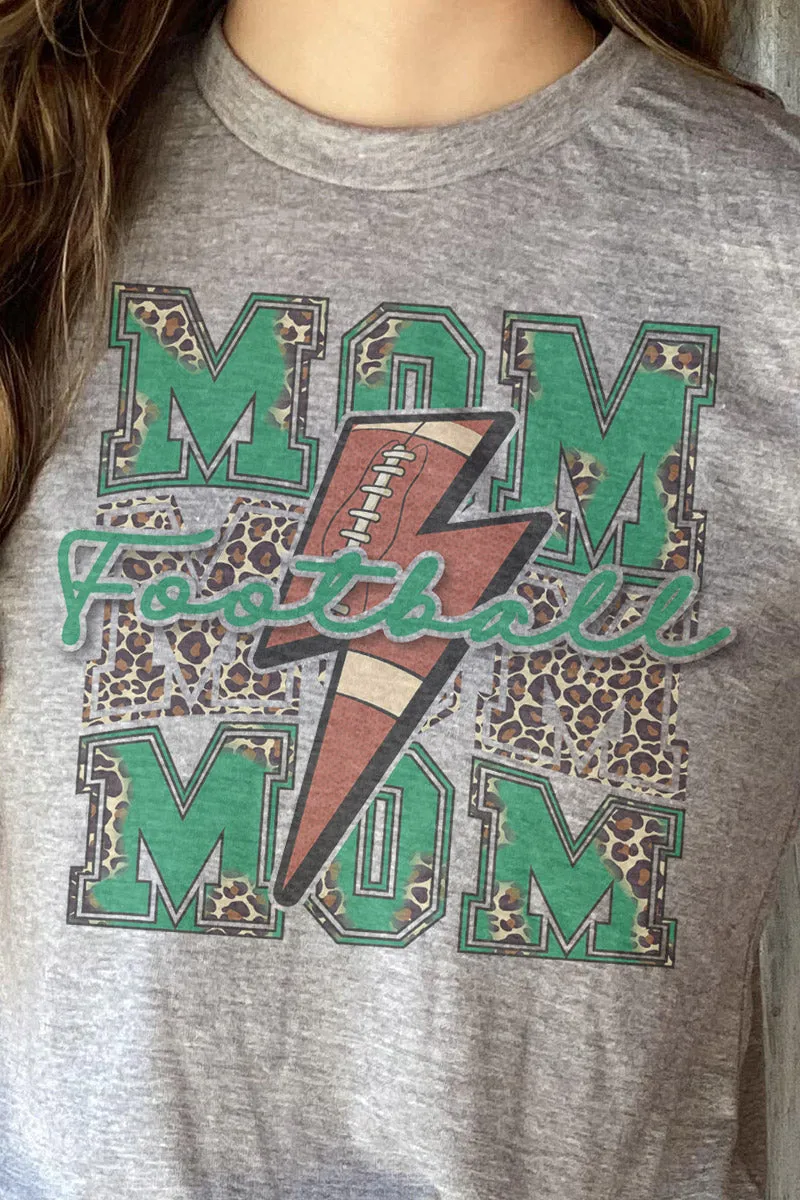 Cheetah Stacked Football Mom Green Unisex Poly-Rich Blend Tee