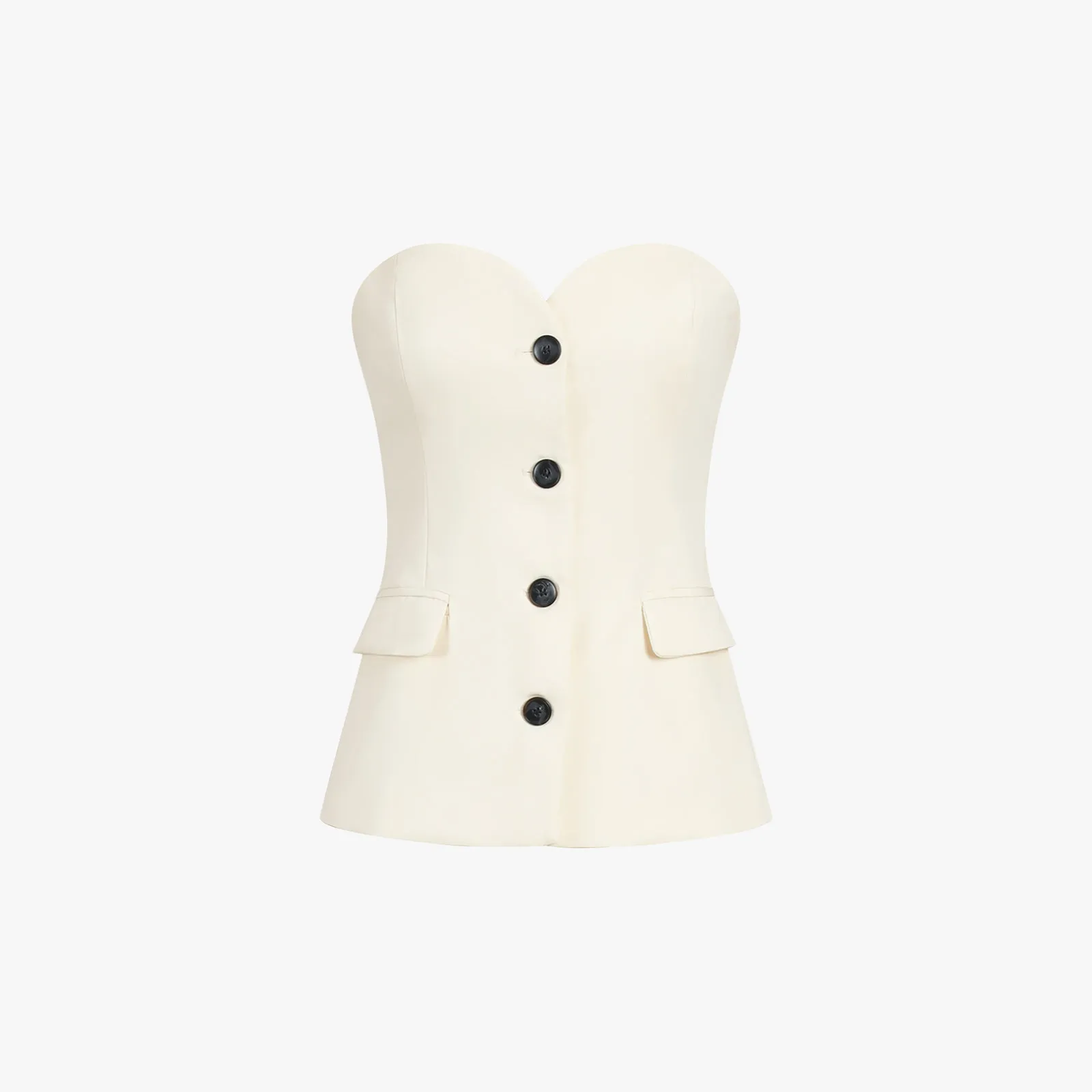 Chic Strapless Suit with Wide-Leg Trousers