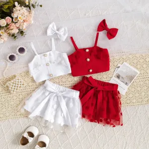 Children, fashionable polka dot camisole vests, mesh skirts, multi-piece suits