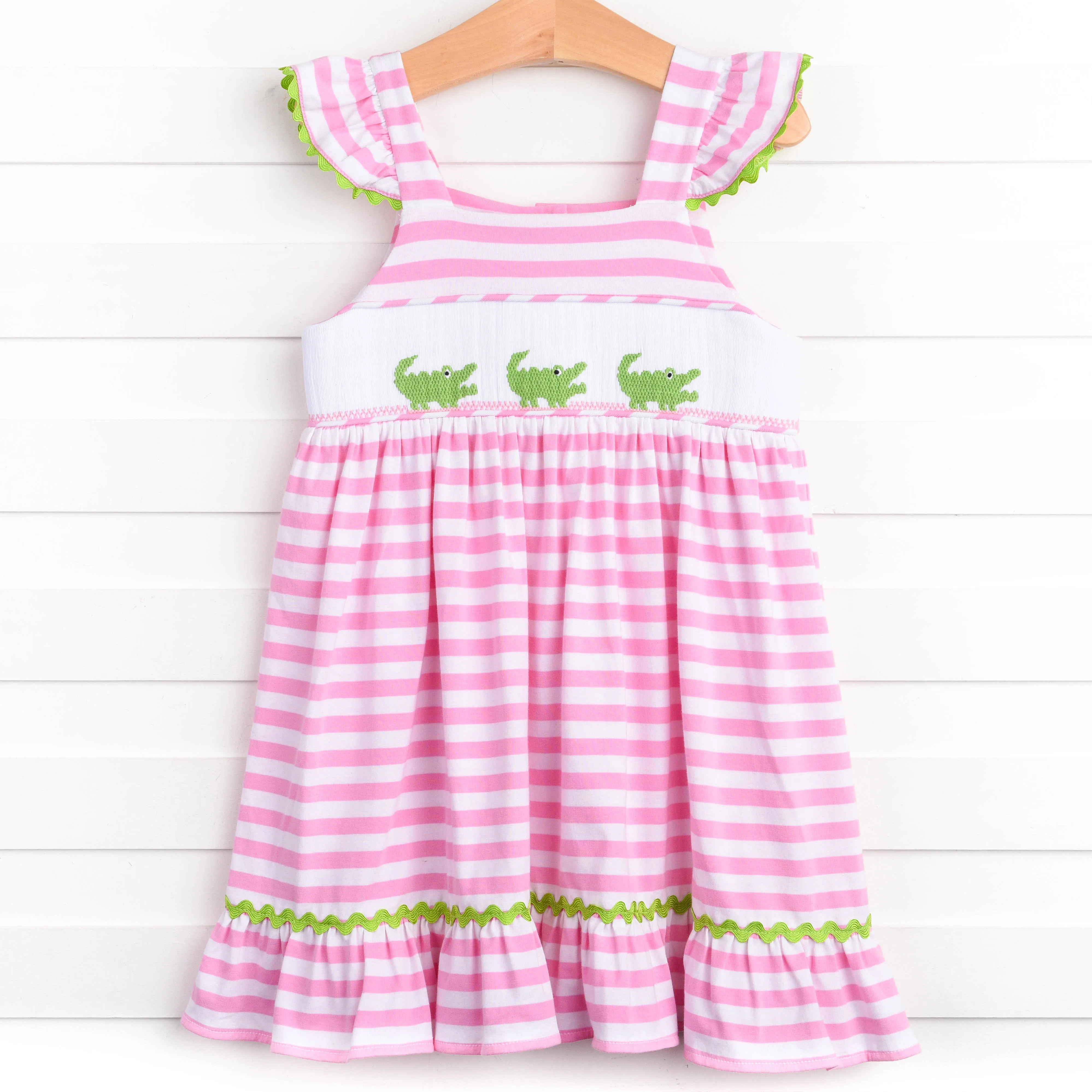 Chomp! Chomp! Smocked Dress, Pink