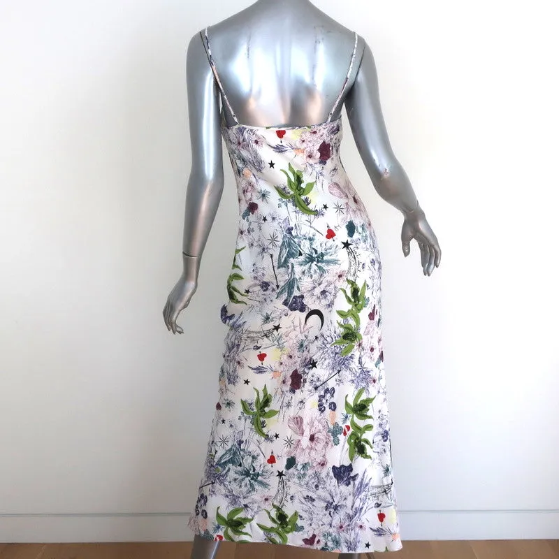 Cinq a Sept Midi Slip Dress Emmalyn White Printed Silk Size 4